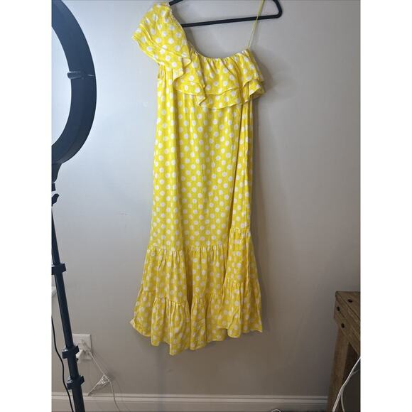 Lisa Marie Fernandez Yellow One Shoulder PolkaDot Ruffle Dress Size S - Picture 8 of 10